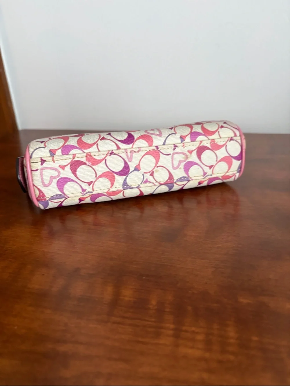Coach Pink & Purple Heart Signature Cosmetic Pouch *READ*
